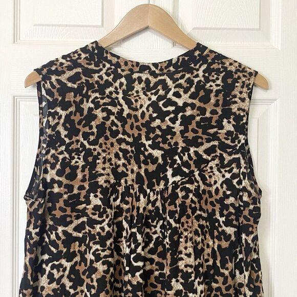 Suzanne Betro Tunic Top Half Placket Bib Sleeveless Lightweight Animal Size 2X - Picture 7 of 10